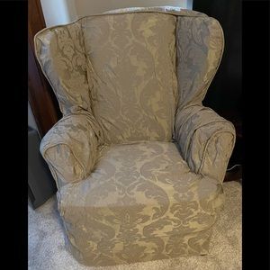 Sure Fit Large WingBack Chair SlipCover In Beige